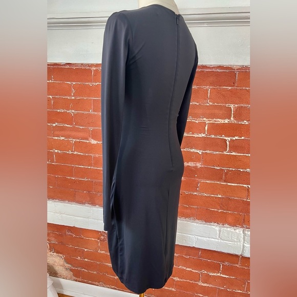 Aritzia Ten by Babaton Passion Faux Wrap Dress Fitted Side Ruched Mini Black - Picture 5 of 15